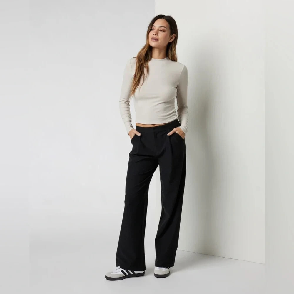 Vuori Elevation Trouser Pants Women's L Black VW4089 High Rise Wide Leg Stretch